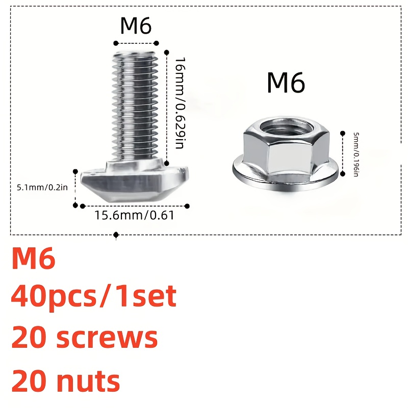 E-shop 40 Stück/1 Set, M5 M6 Edelstahl Verriegelungsschrauben mit Verriegelungs-Rändelschrauben, Flachmuttern – Ideal für Photovoltaik-Solaranlagen,
