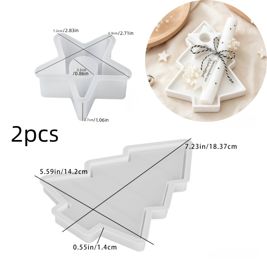 Image of Resin Mold, Silicone Mold For 2 Christmas Decoration Ornaments, Gypsum Resin Mold For Christmas Tree Tray, Holder, Perfect For Handmade Production, Christmas Decoration Making, Gift Making