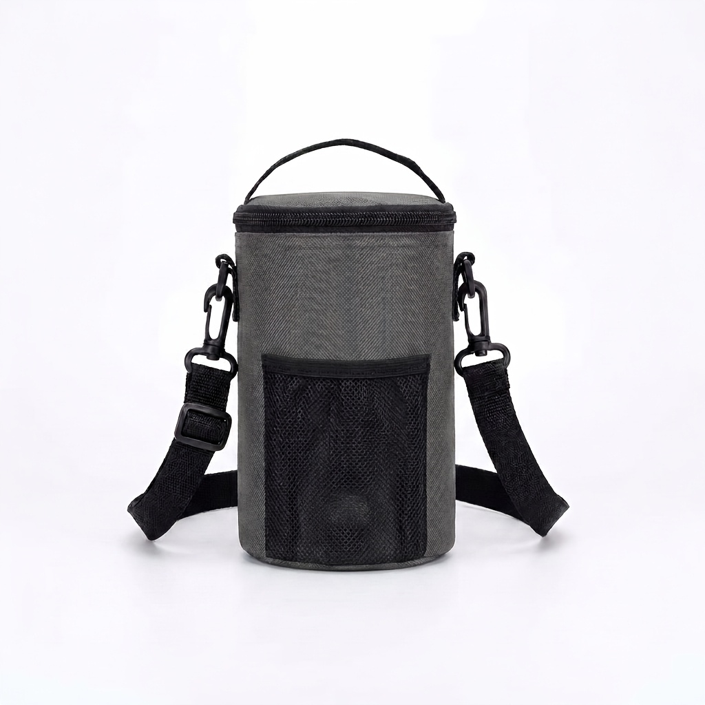 TEMU Portable Insulated Water Bottle Cooler Bag With Adjustable Shoulder Strap & Mesh Pocket - Thermal Drink Carrier Suitable For Outdoor Travel,