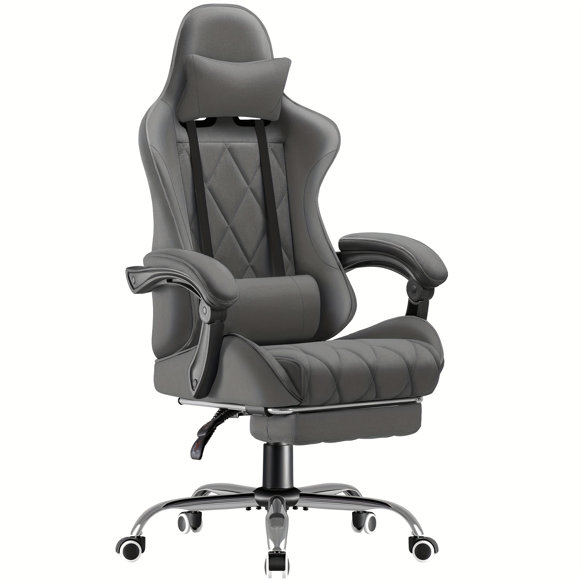 

Gaming Chair Fabric Computer Chair Massage Cloth Office Chair With Headrest, Lumbar Support & Footrest