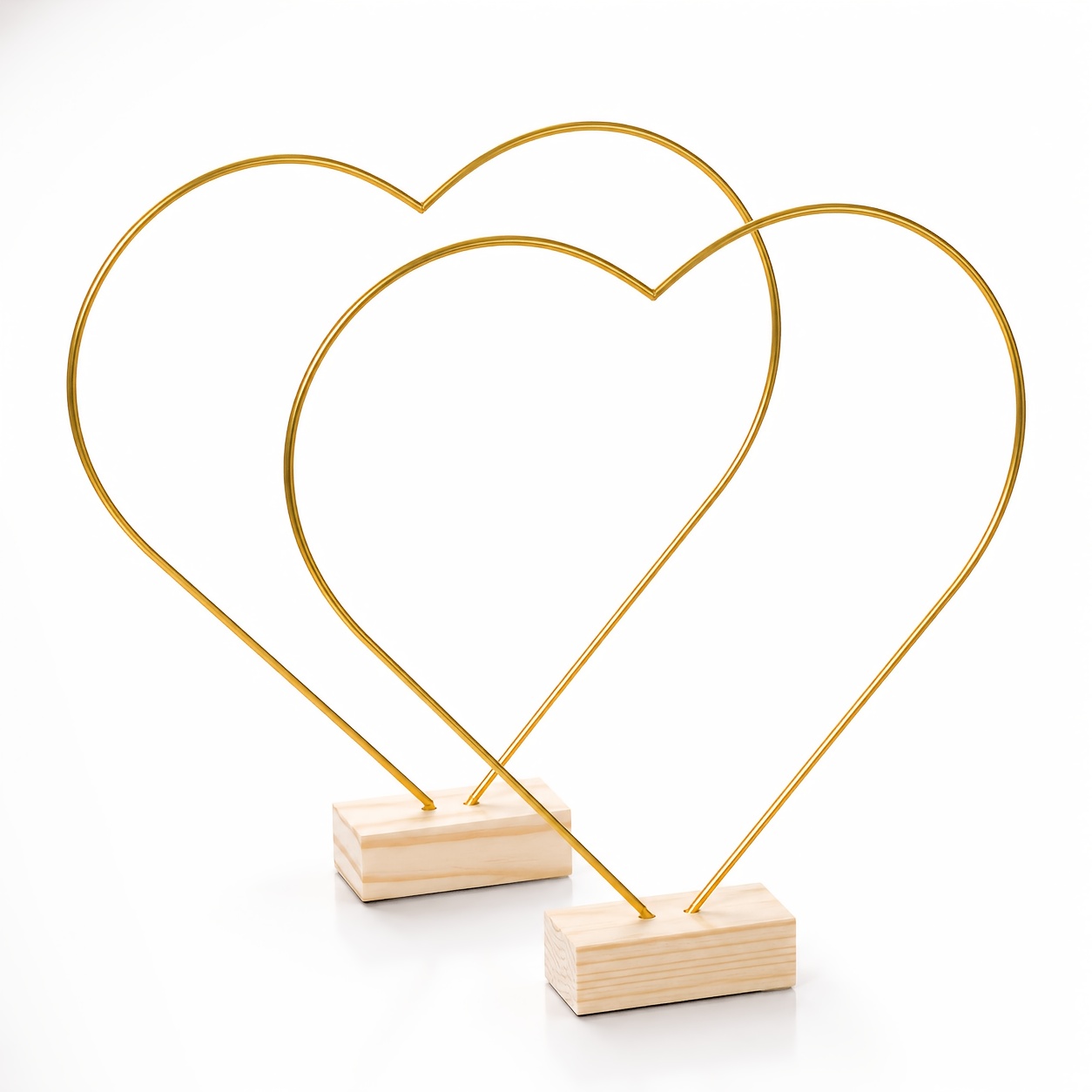 TEMU 2pcs Supports floraux en bois de fer à de cœur doré, Anneau Fleurs séchées Fleurs artificielles Support de suspension, Ornement de cœur de