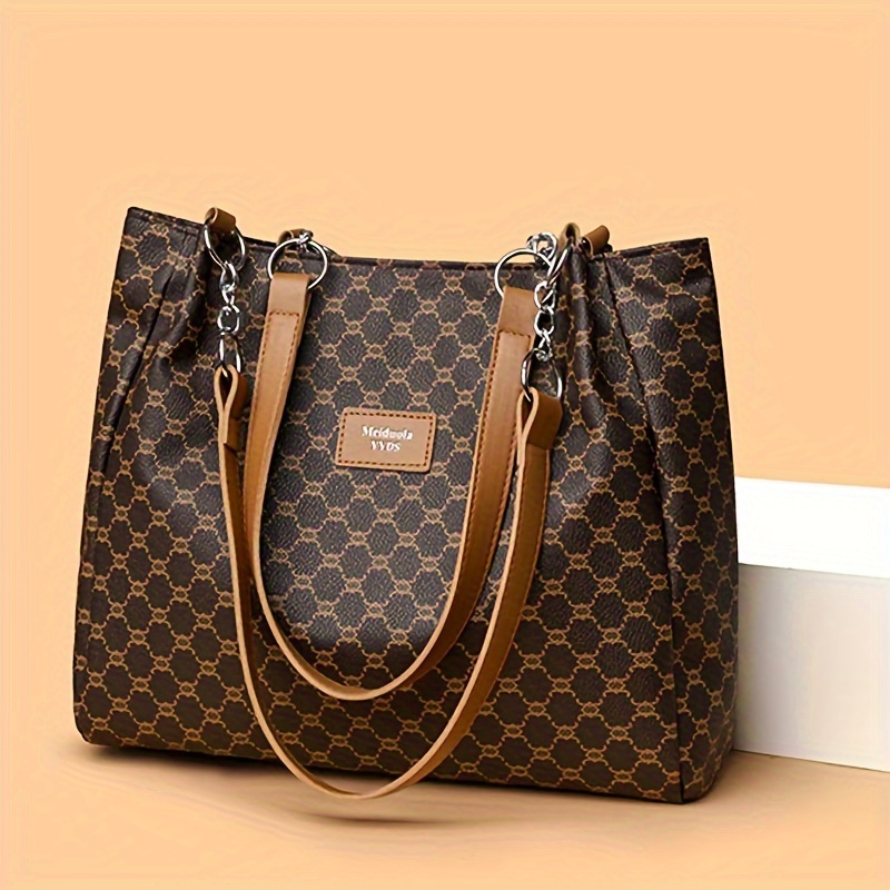 New Pu Fabric Letter-embossed Chain Strap Fashion Shoulder Bag