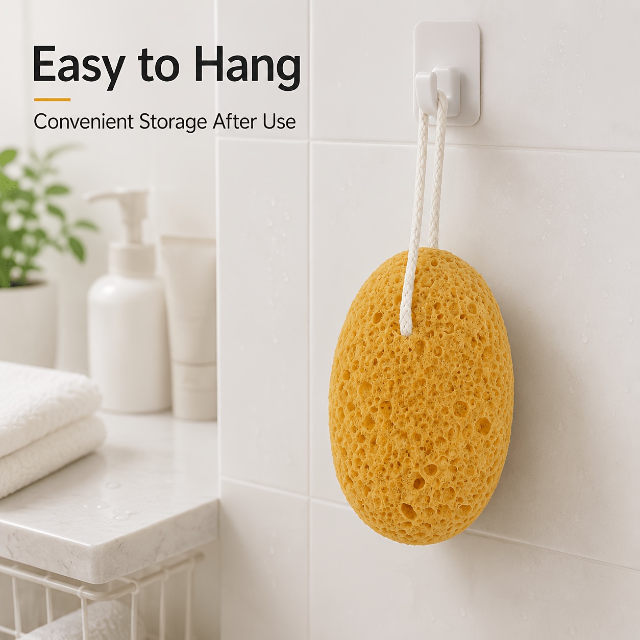 Soft Porous Bath Sponge with Hanging Loop for Cleansing
