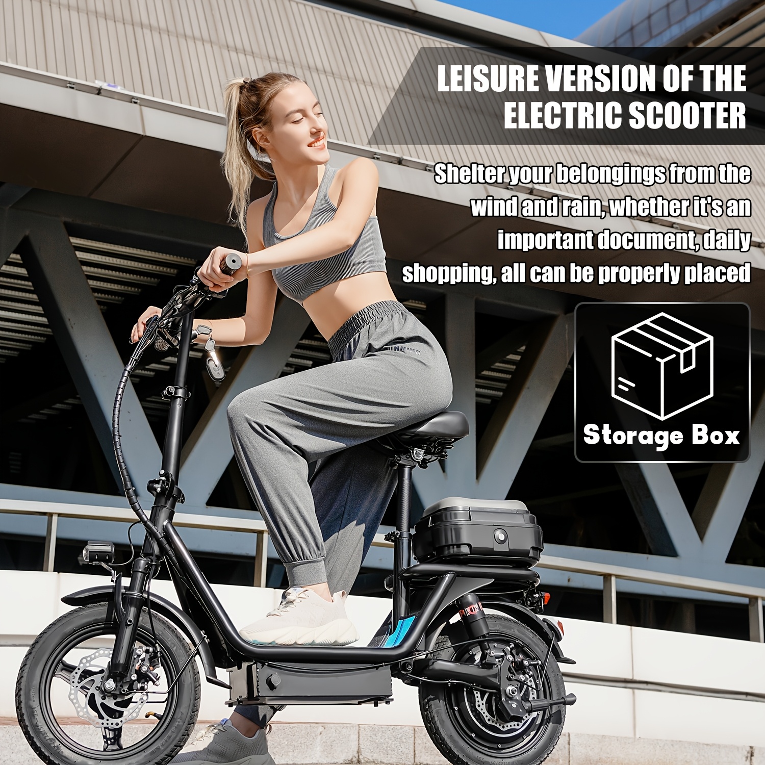 TEMU Electric Scooter With 48v15ah Battery, Foldable, Shock Absorption, 3-speed Adjustable, Load Capacity 385 Lbs Perfect For Carrying Gifts