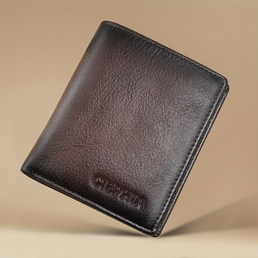 TEMU 1pc Cowhide Wallet Blocking, 2 Id And 7 , For Him