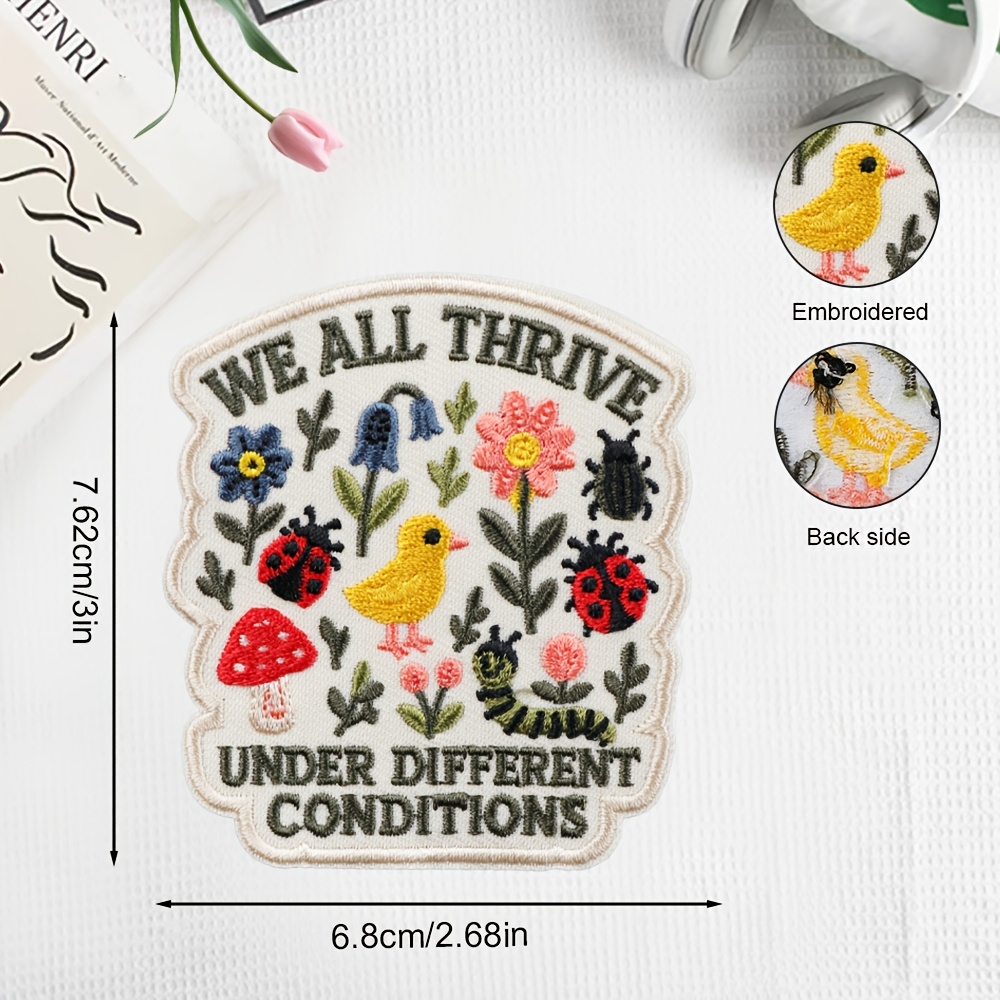 TEMU 1 pièce Patch brodé plantes et insectes naturels, Patch fleur, Patch coccinelle, Thermocollant/à coudre, Patch mental, Patch de style pastoral
