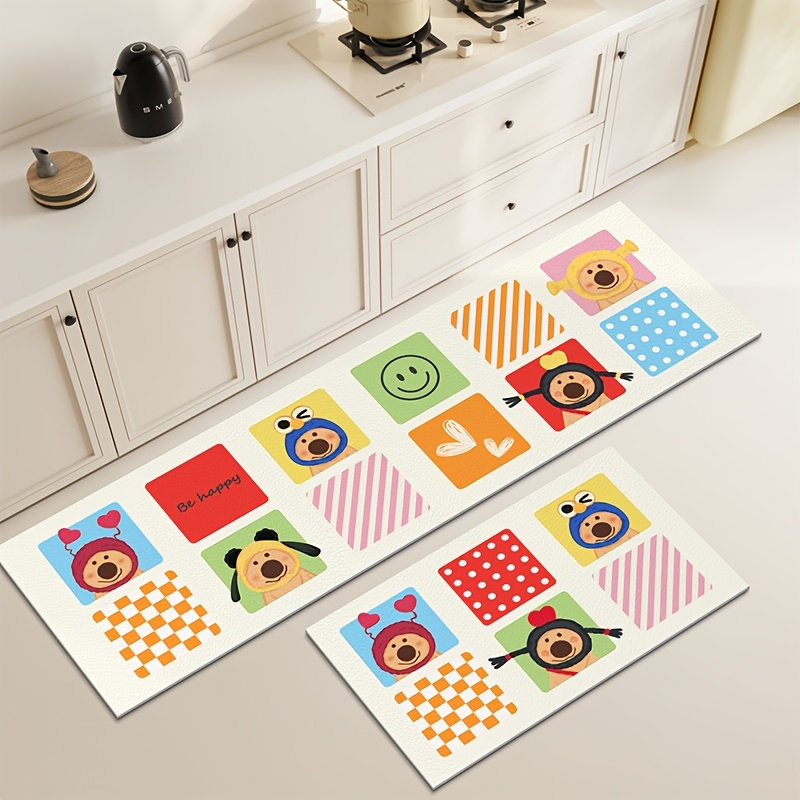 diatomic mud cartoon bear kitchen mats home long strip water absorbing and oil absorbing two piece floor mats bathroom anti slip quick drying mats Product details 0