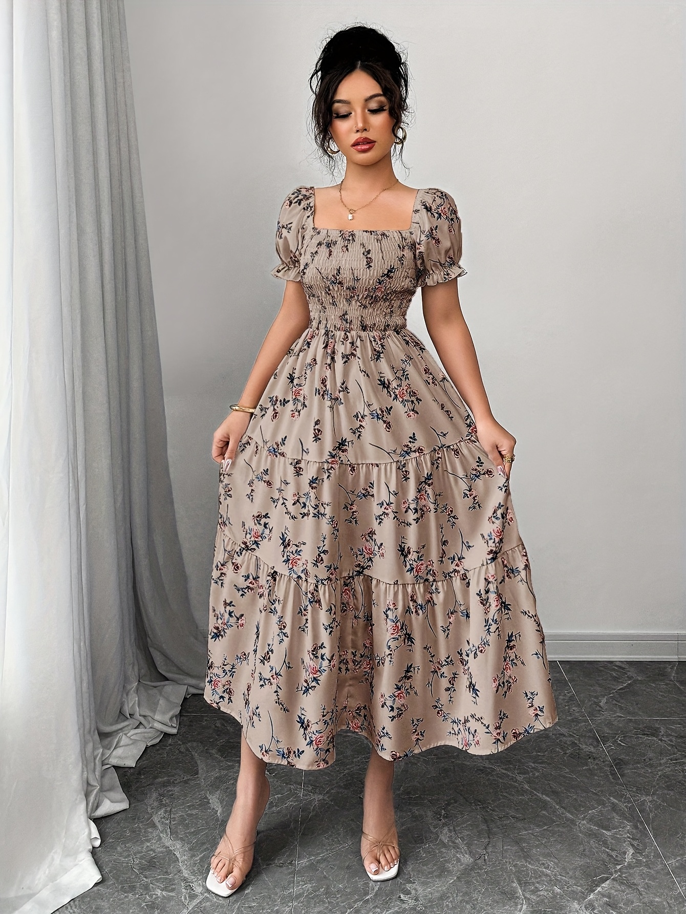 formal smock dress Cordata Embroidered Cami Midi Smock Dress | Disturbia main image 1