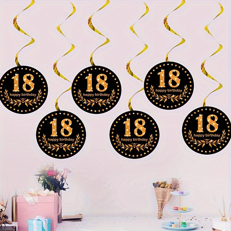 Image of 6pcs, Happy Birthday Number Spiral Old Pvc Spiral Hanging For Adult Birthday Party, Wedding, Anniversary Of The Living Room Decoration Supplies