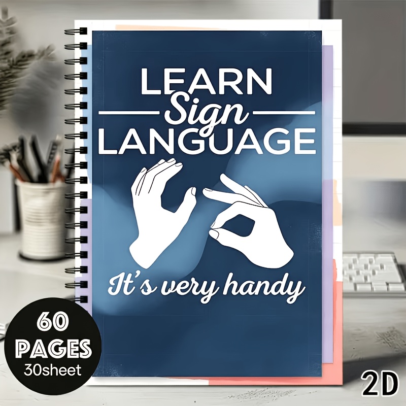 TEMU 1pc Deaf Learning Notebook/journal - Retro Language Notebook With Date Pages (date View Layout), Spiral Bound, 5.7 X 8.3 Inches; Suitable For