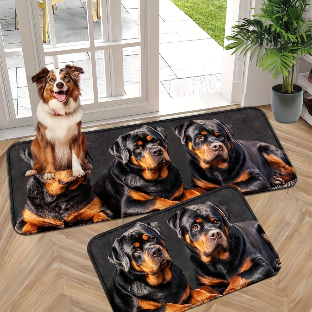 

Adorable Rottweiler Dog Indoor Doormat For Entryway, Front Doors And Indoor