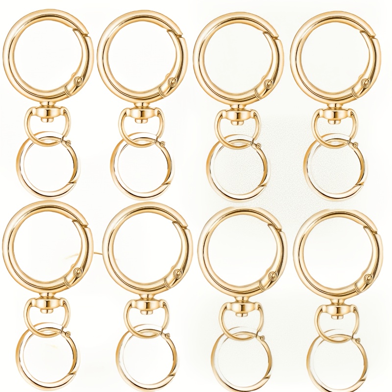 TEMU 16pcs (8 Keychains   Rings) Keychain Key Ring Metal Swivel Clasp Key Ring Hook, Round Carabiner Clip, O- Hook, Suitable For Handbag Keys,