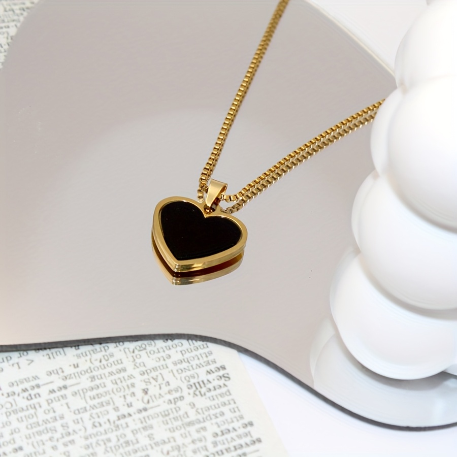 TEMU 1pc Elegant 18k Golden Plated Stainless Pendant Necklace For - Charm Gift For Valentine's Day, Graduation, Parties, Daily Wear, Durable 18k