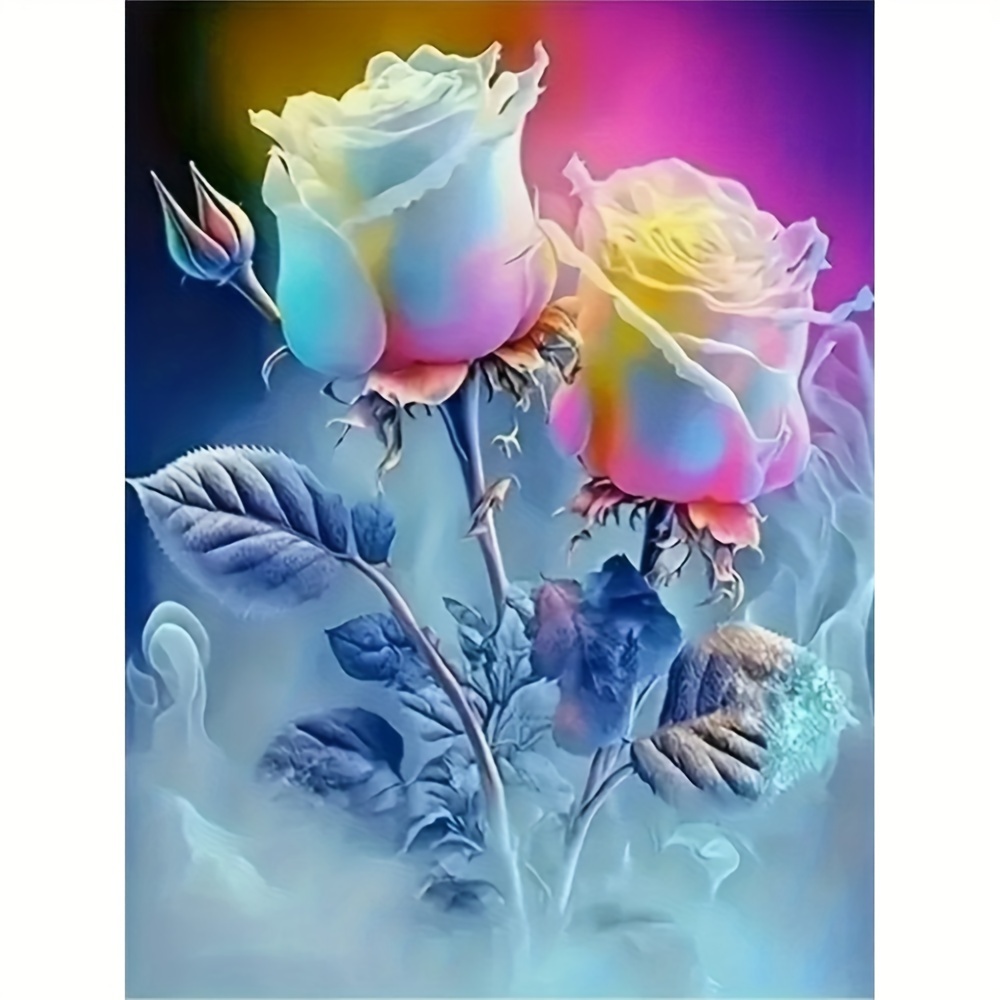 

Rose 5d Kit, 11.8x15.7in - Diy Canvas With Rhinestones For Home & Kitchen Decor, Craft Gift