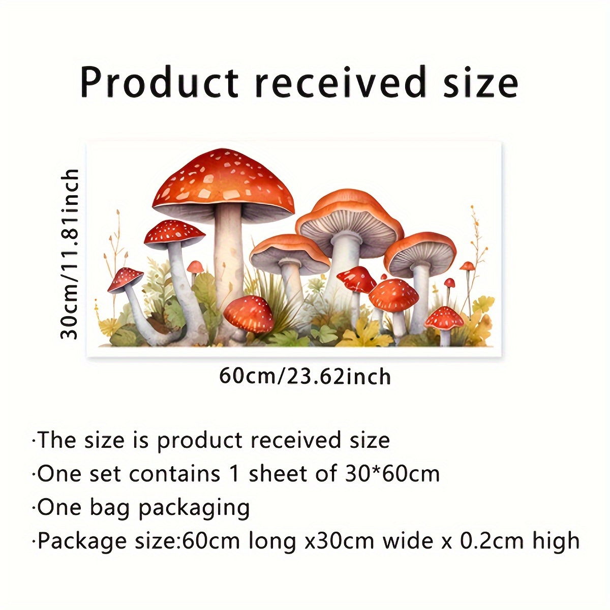 Image of 1pc Contemporary Mushroom Forest Wall Decal, Polyvinyl Chloride Self-adhesive Sticker For Living Room Bedroom Decor, Single Use, Irregular Shape, Detachable, No Electricity Needed (ms7126-yc)