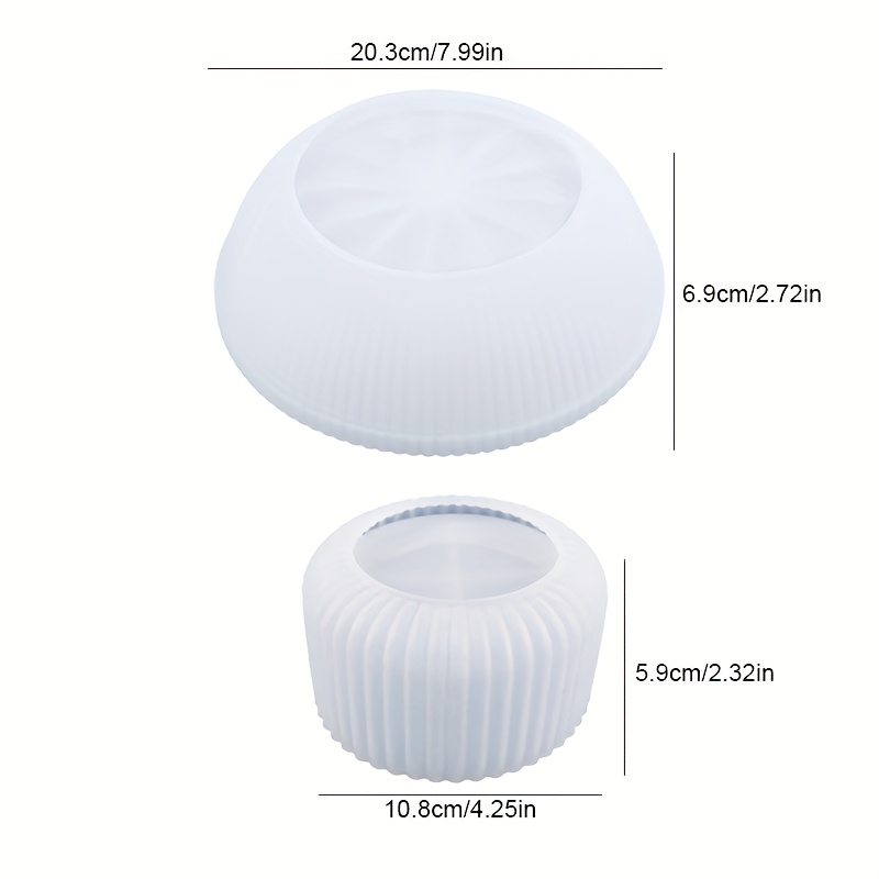 Image of Resin Casting Molds 2pcs/set Striped Bowl Epoxy Resin Mold Diy Candle Holder Container Silicone Mold Handmade Plaster Storage Mold Home Decoration Making Supplies