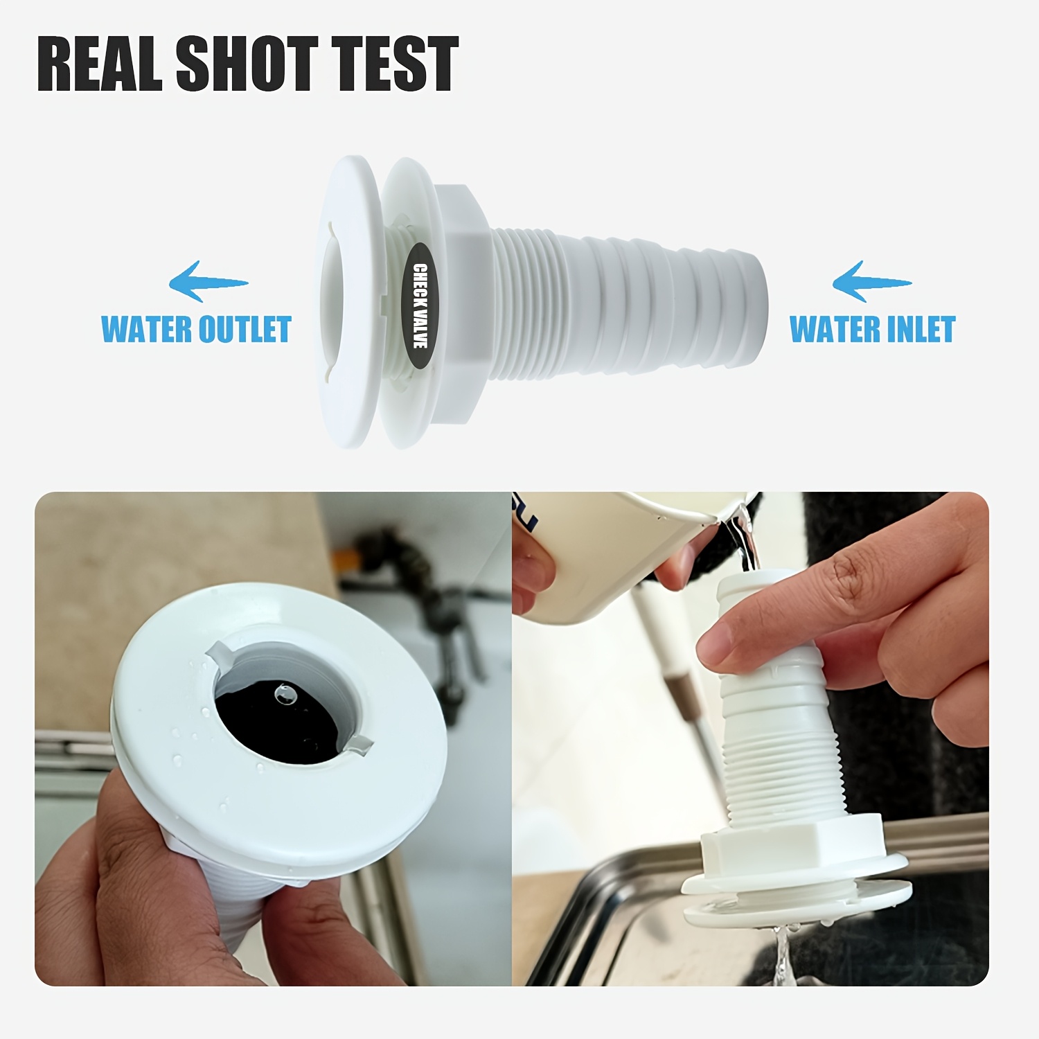 Image of Koetsu 3/4 1 Way Boat Drain With Check Valve - Quick Release Boat Drain - No Backflow - Yacht Boat Hull Bottom Drain - Drainage Solution