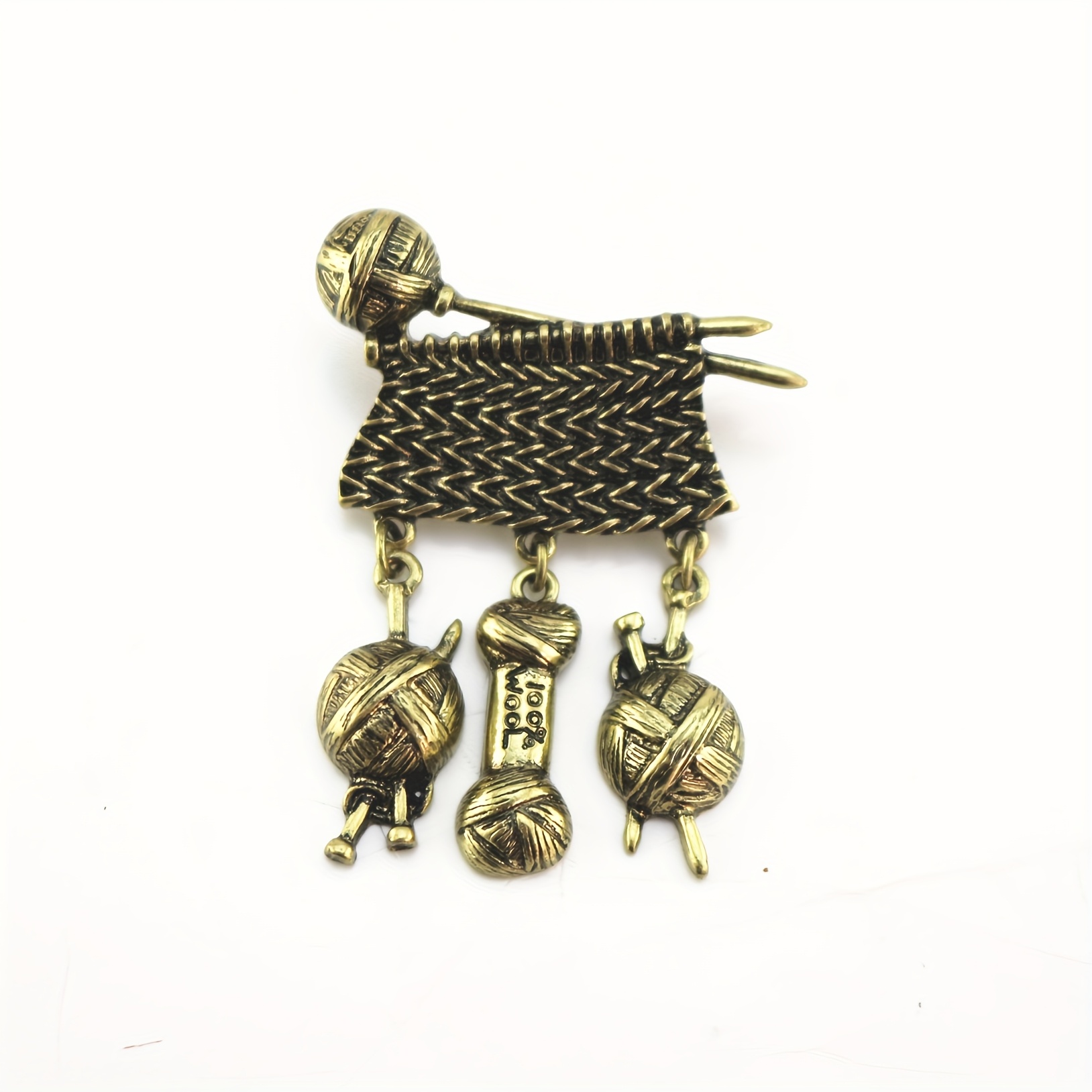 TEMU Broche colgante de suéter de punto con de hilo dorado quemado retro de moda, pin de cuello, , corsage para hombres y mujeres