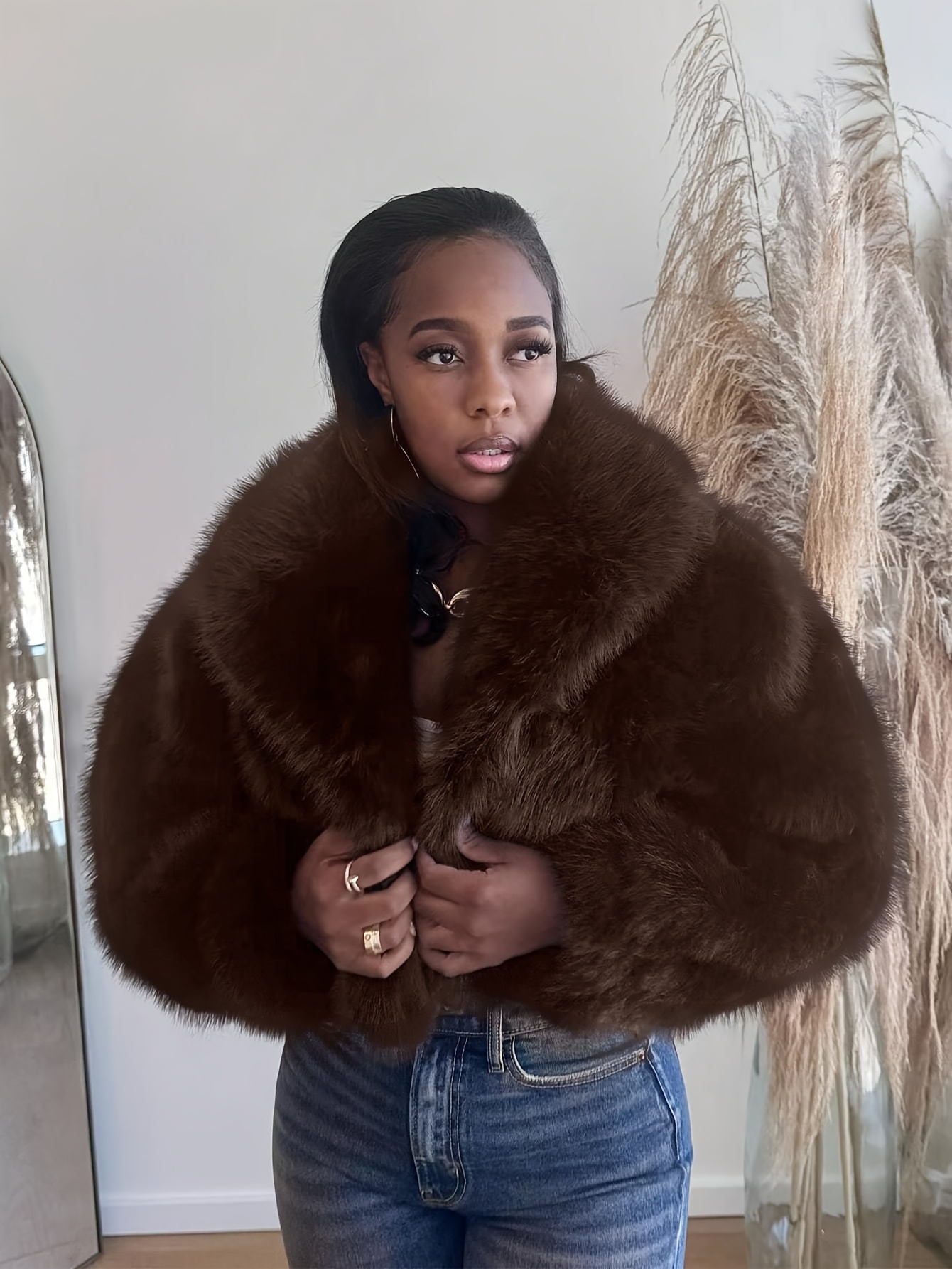 ムートン・ファーコート Plain Textured Brown Tibet Fur Short Jacket DHgate.com:Womens Faux Fur Coat, Mongolian Sheepskin Fur