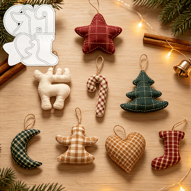 TEMU 8pcs Christmas Decoration Template Set Sewing Templates Handmade Small Christmas Decorations Quilting Templates, Including Christmas Tree, Star,