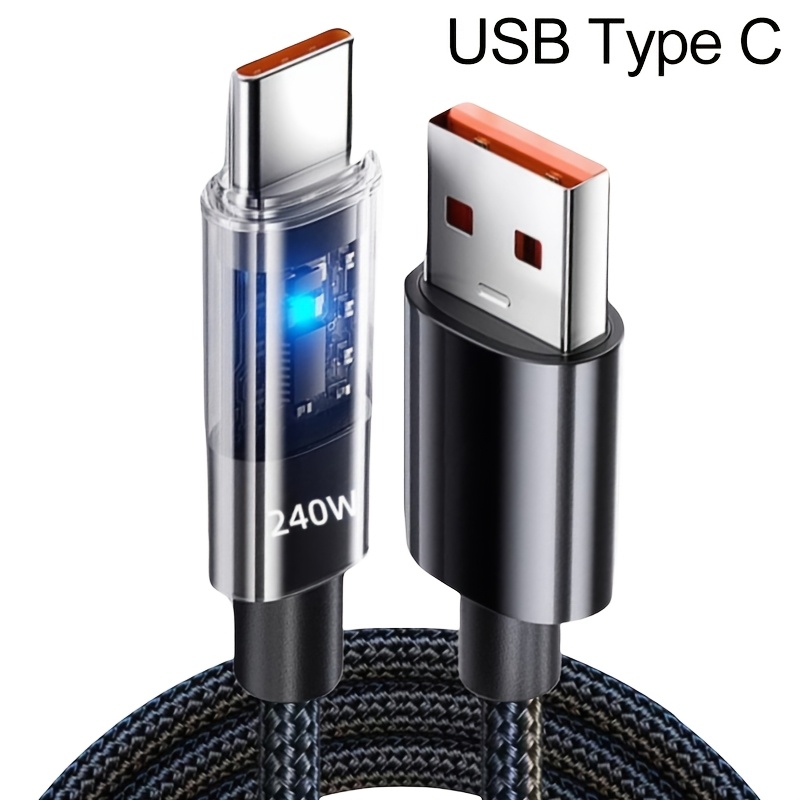 240w nylon usb type c super fast charging cable for samsung xiaomi huawei honor led   usb c charger data cord