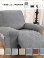 1 2 3 seater sofa recliner cover chenille fabric slip resistant washable with elastic bottom furniture protector of 4 6 8pcs reclining chair covers