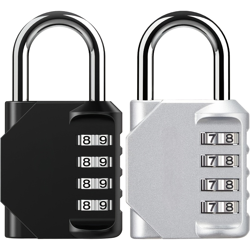 TEMU 2-pack 4-digit Resettable Combination Padlock, Outdoor Security Lock For School Gym , Toolbox, Gate, Fence, Hasp Storage Cabinet