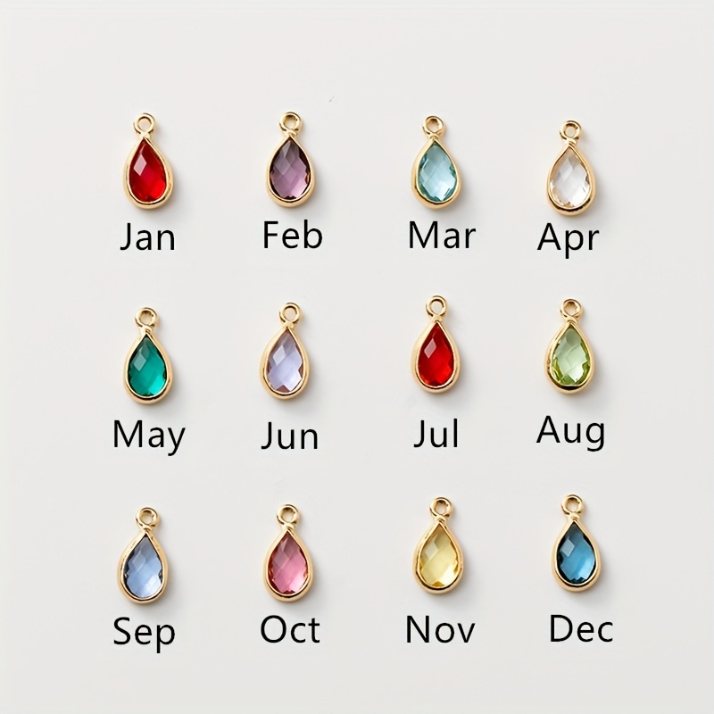 TEMU 12pcs Water Drop Pendant Teardrop Birthstone Artificial Crystal Beads Glass Charms For Jewelry Making, Charming Women's, Diy Necklace Bracelet