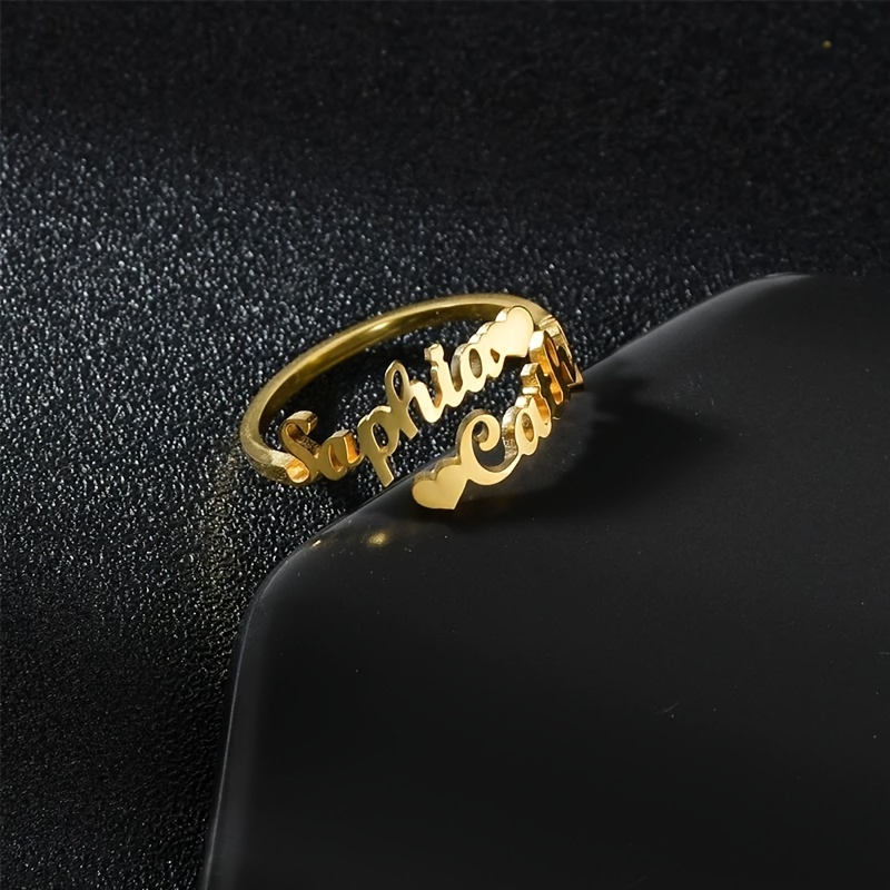 Personalized Family Name Ring & Double Heart with Names