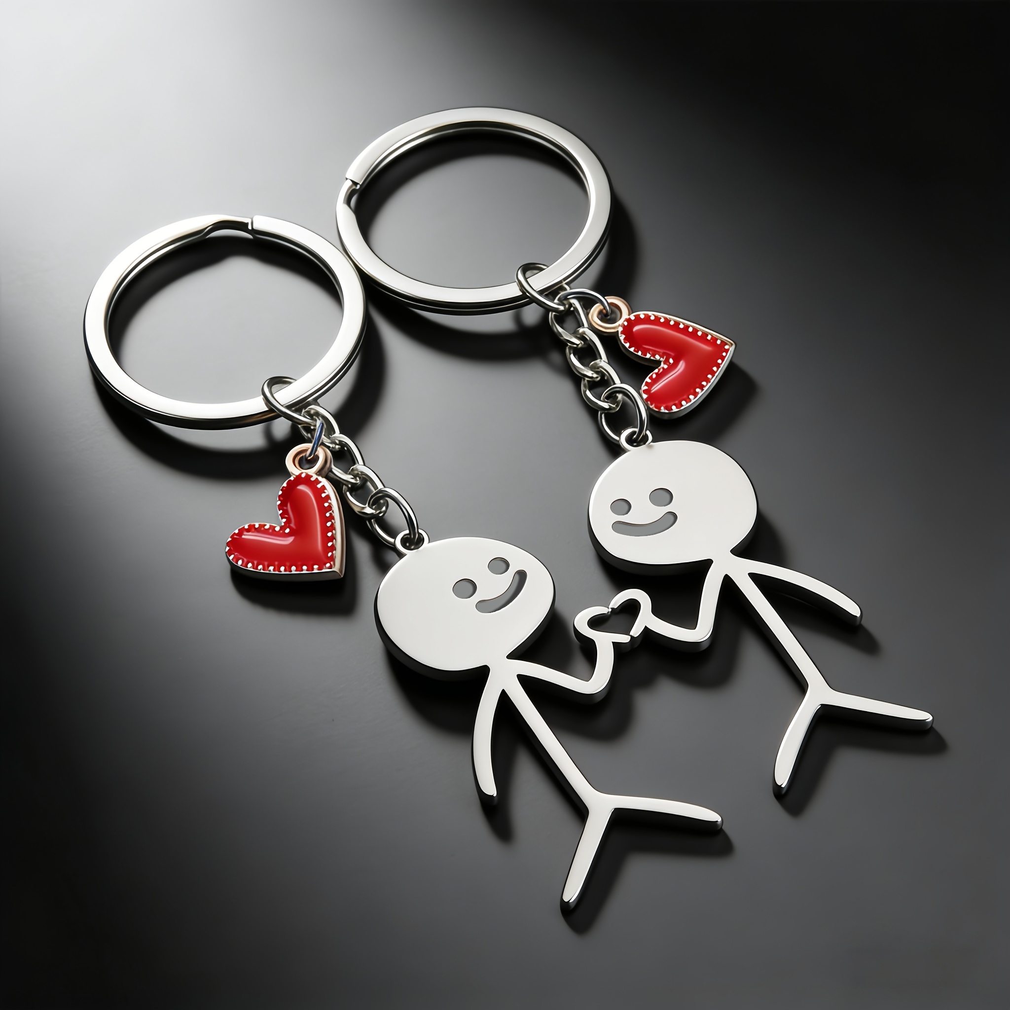 Image of Couple's Gift Heart Keychain Set - Stylish And Creative Red Heart Keychain Pendant | Valentine's Day/anniversary/new Year Surprise Gift For Boyfriend, Girlfriend, Couples