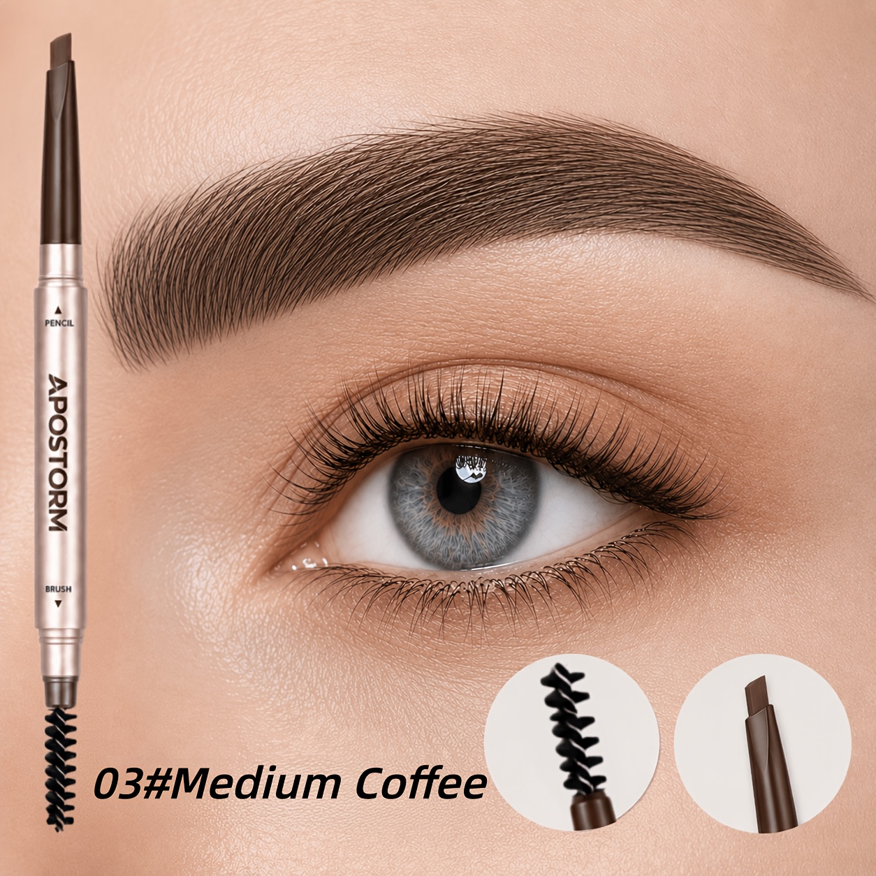 Rose Golden Triangular Eyebrow Pen, Dual End for Brows