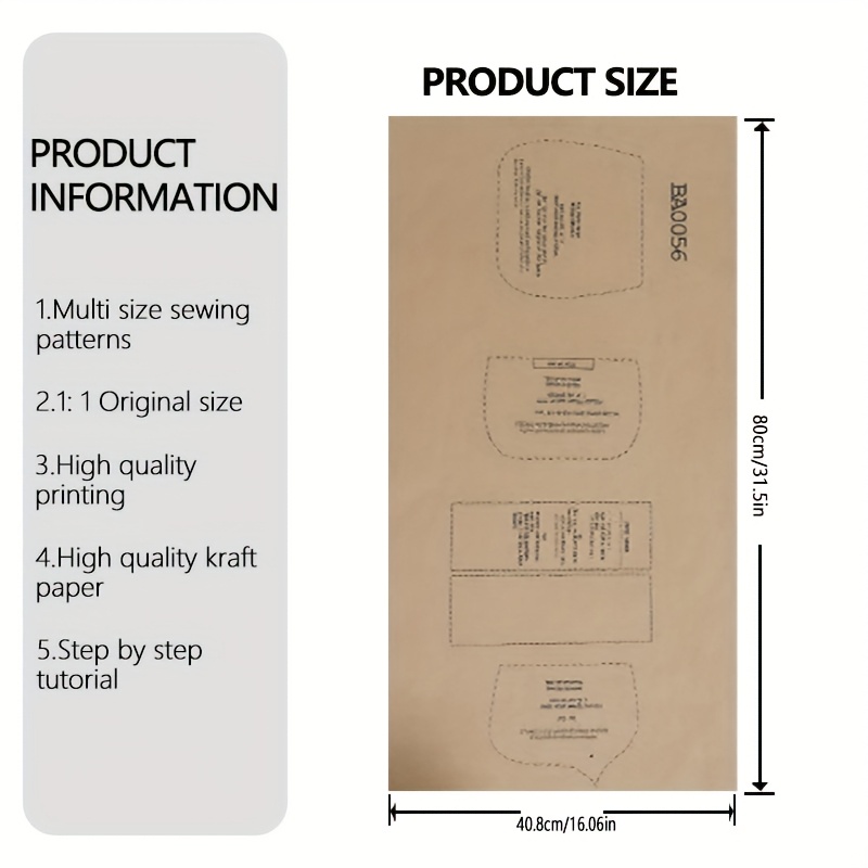 TEMU 1:1 Scale Women's Bag Sewing Compatible For Jane & Diy Crafting - Beginner-friendly Handbag Template With Paper, 1:1 Scale Bag Making For