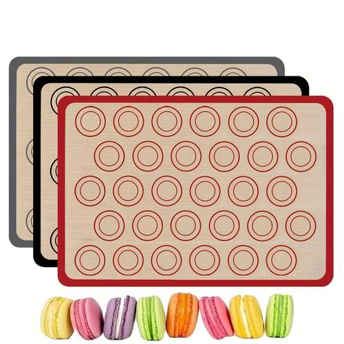 round baking mat silicone macaron mat non stick reusable silicone pad for semi flat pans 16 5x11 6 inches baking and for bread pastries