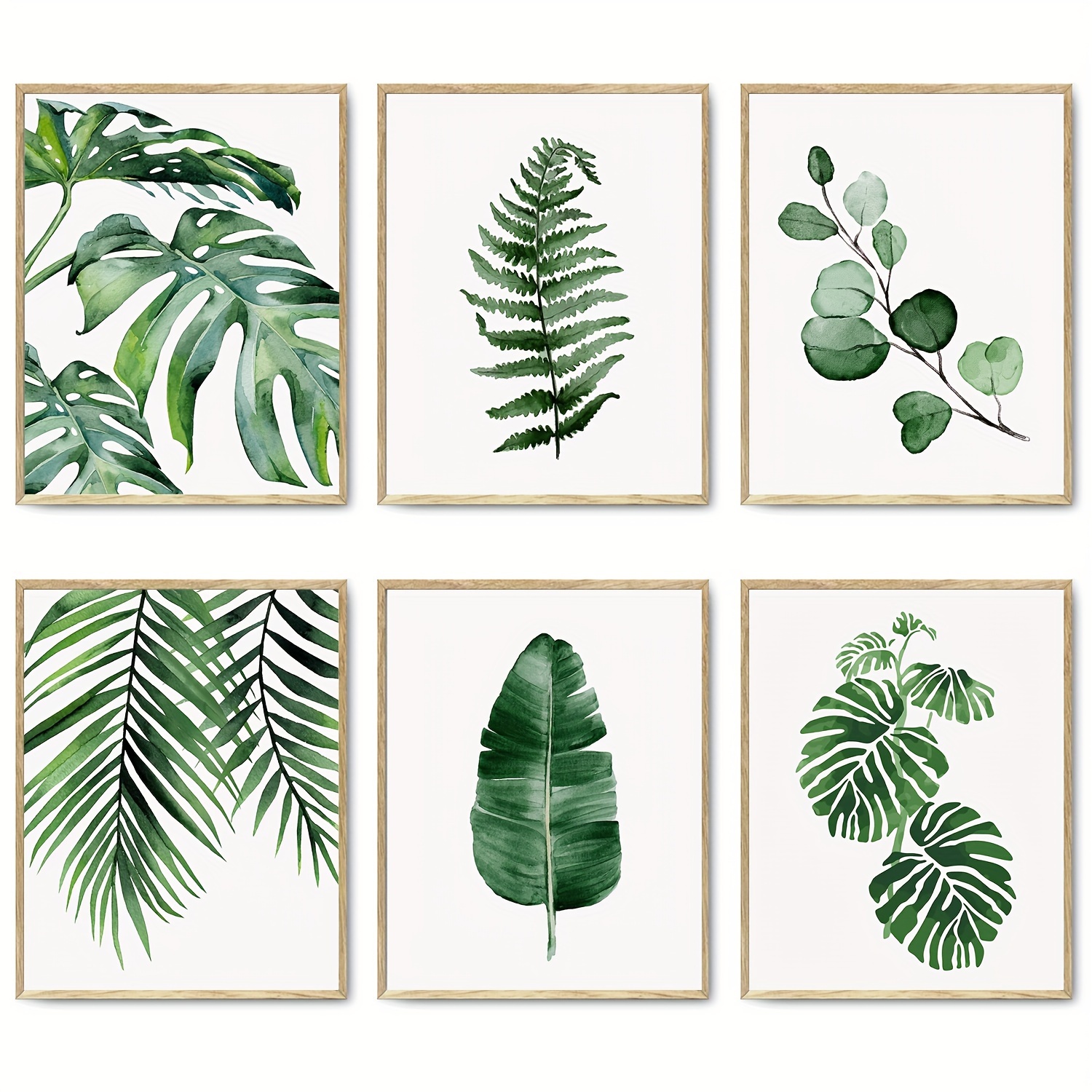 Botanical Prints Wall Art 8X10 UNFRAMED for Bathrooms, 4 Pieces Tropical  Plants Pictures Minimalist Watercolor Painting, Palm Banana Monstera Green