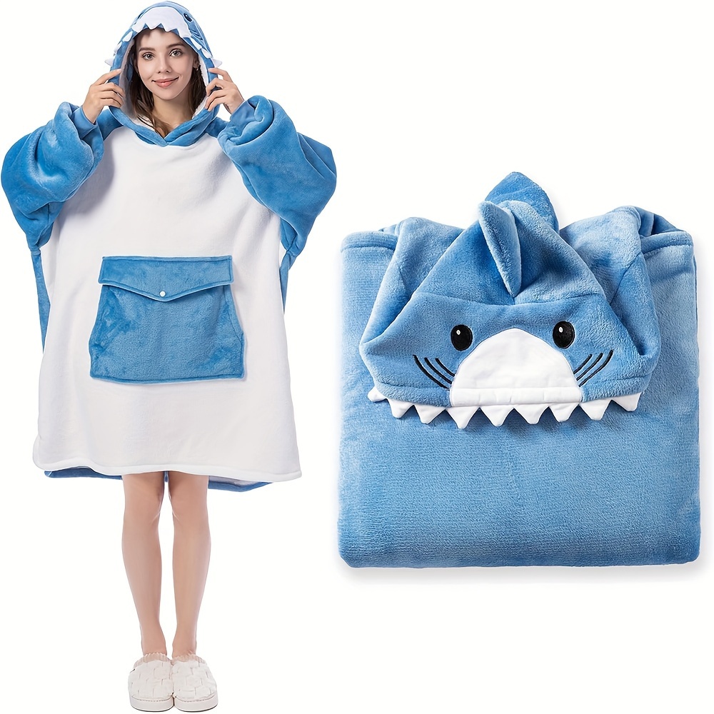 

Krifey Oversized Blanket Hoodie, Hooded As Christmas, For Mom Women Girlfriend Men, Sharkhead