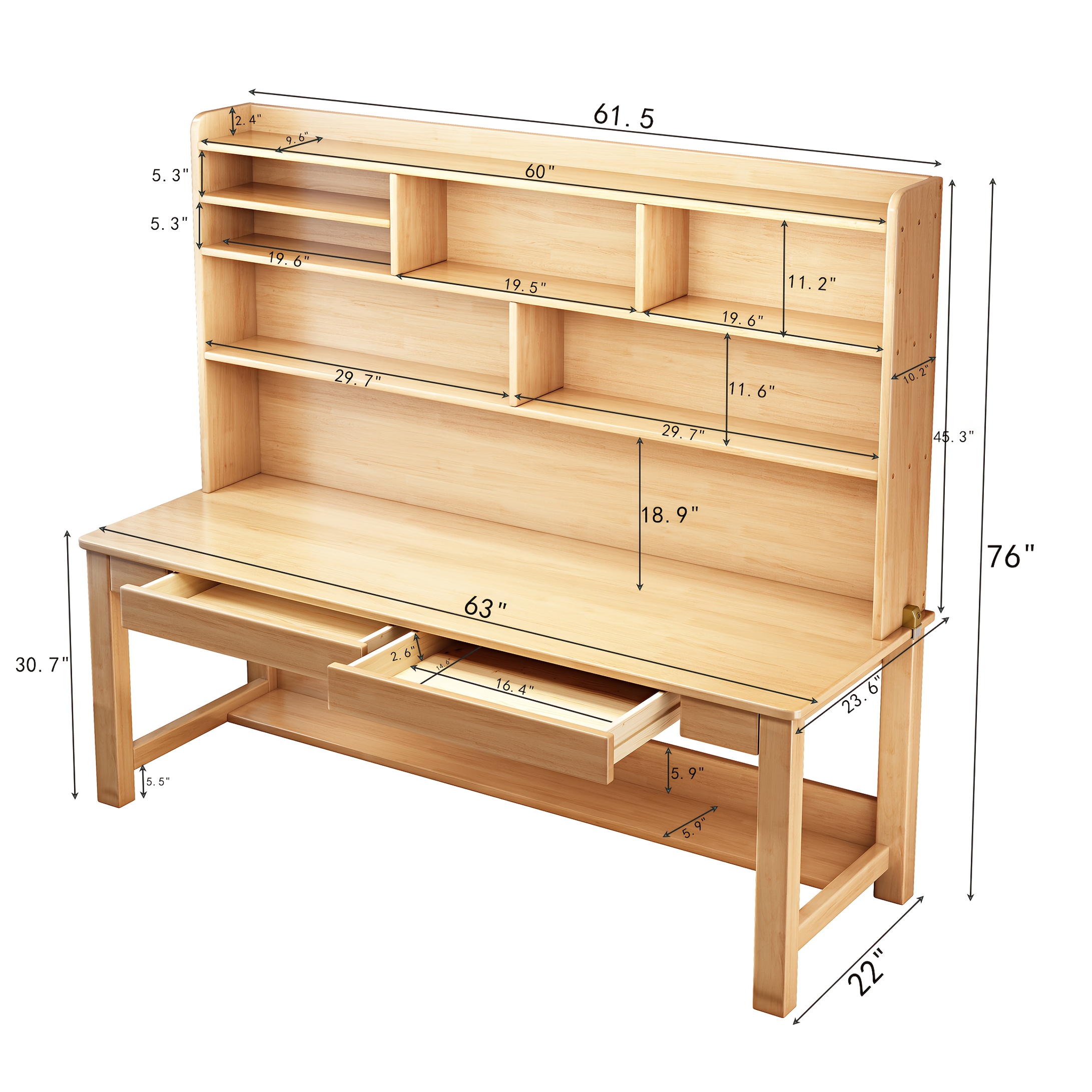 solid wood desk and cabinet set with drawers integrated desk and bookshelf under desk storage rack and desk cabinet   lightweight versatile detachable suitable for any location no   decorations required Product details 2