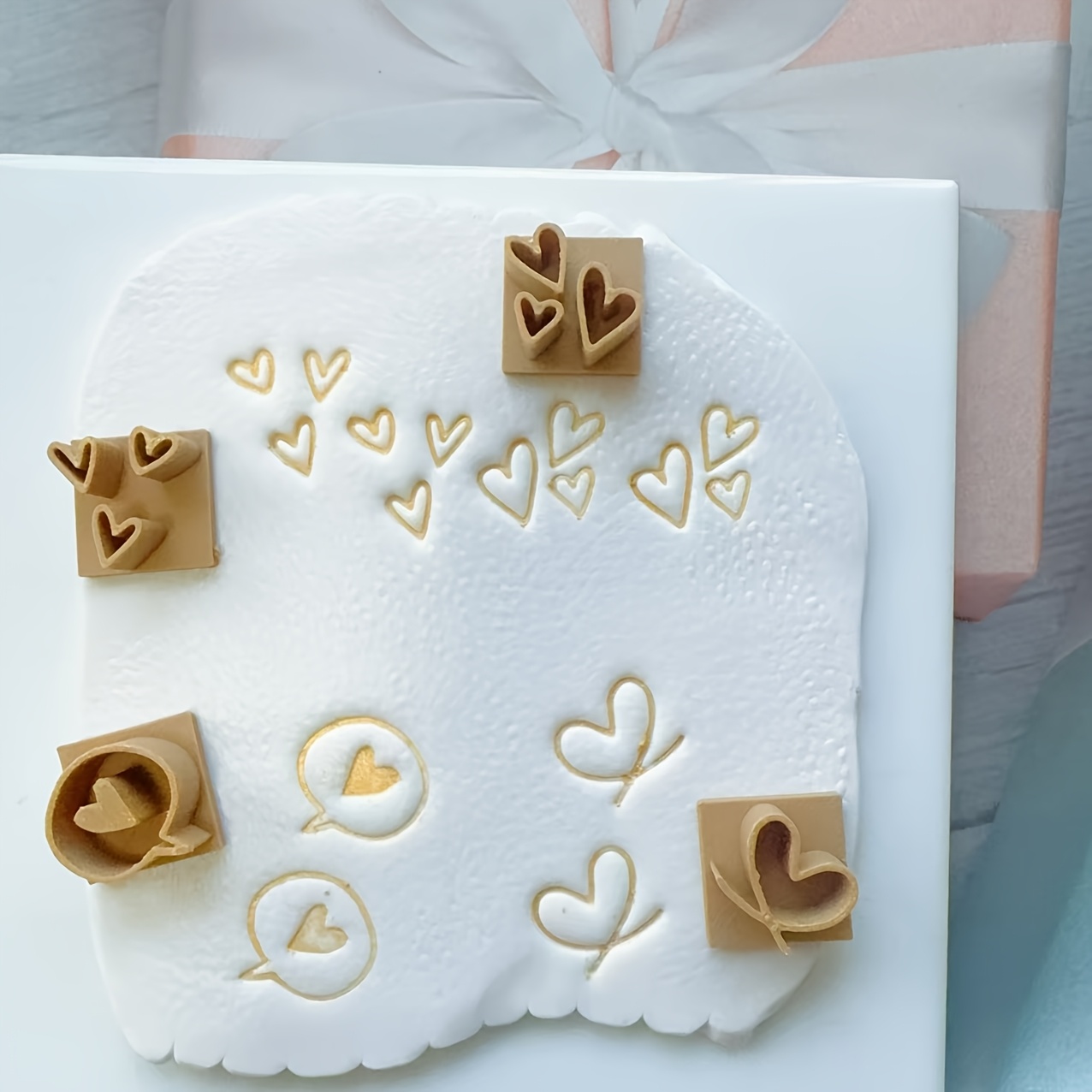 TEMU 2pcs/4pcs Valentine's Day Heart Clay Stamp Molds, Featuring A Romantic Bohemian Style, Suitable For Embossed Stamps For Ceramics, Polymer Clay,