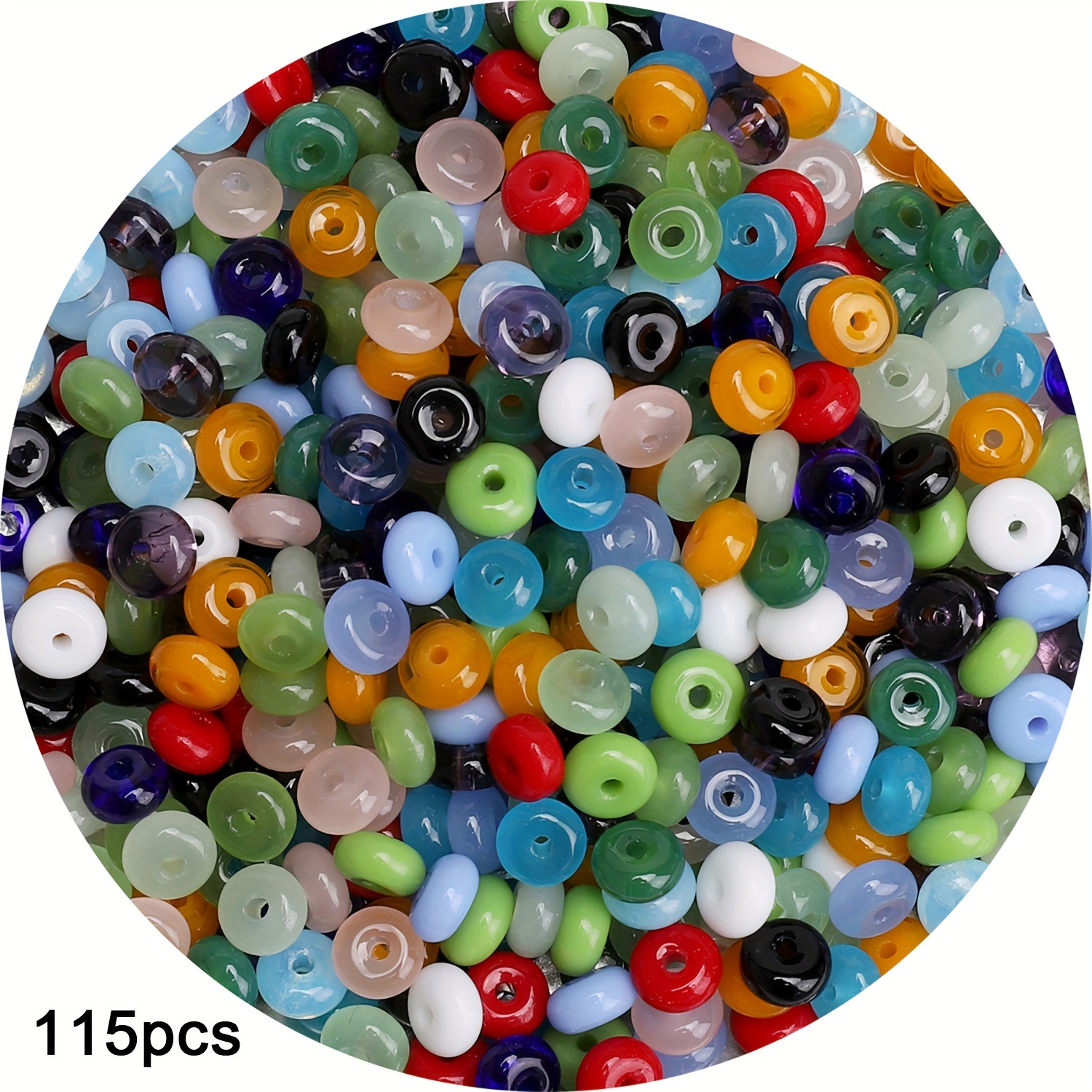 2d Flat - 115pcs Random Color Mixing 6mm -shaped Beads - Vibrant Flat Round Candy-colored Loose Beads For Creative Jewelry Making, Additions And Craft Projects