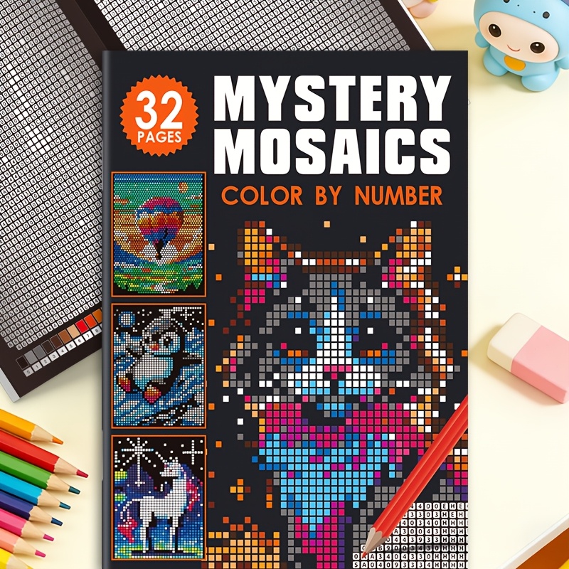 Image of 1 Book Of 32 Pages: Mysterious Mosaic Number Colors - Pixel Art : Revealing Wild Animals, Creatures, Portraits, Nature, And Beautiful Landscapes Hidden In Geometry