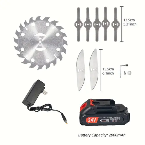 cordless brush cutter trimmer battery powered lightweight electric grass trimmer with 2 batteries 3 types blades auxiliary wheel high yard garden tool for cutting lawn