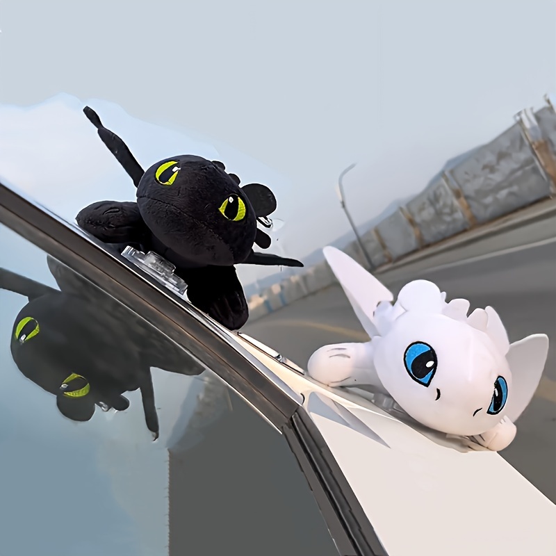 Toothless Night Fury Dragon Plush Car Decoration Moving Wings Roof Motorcycle Helmet White Black