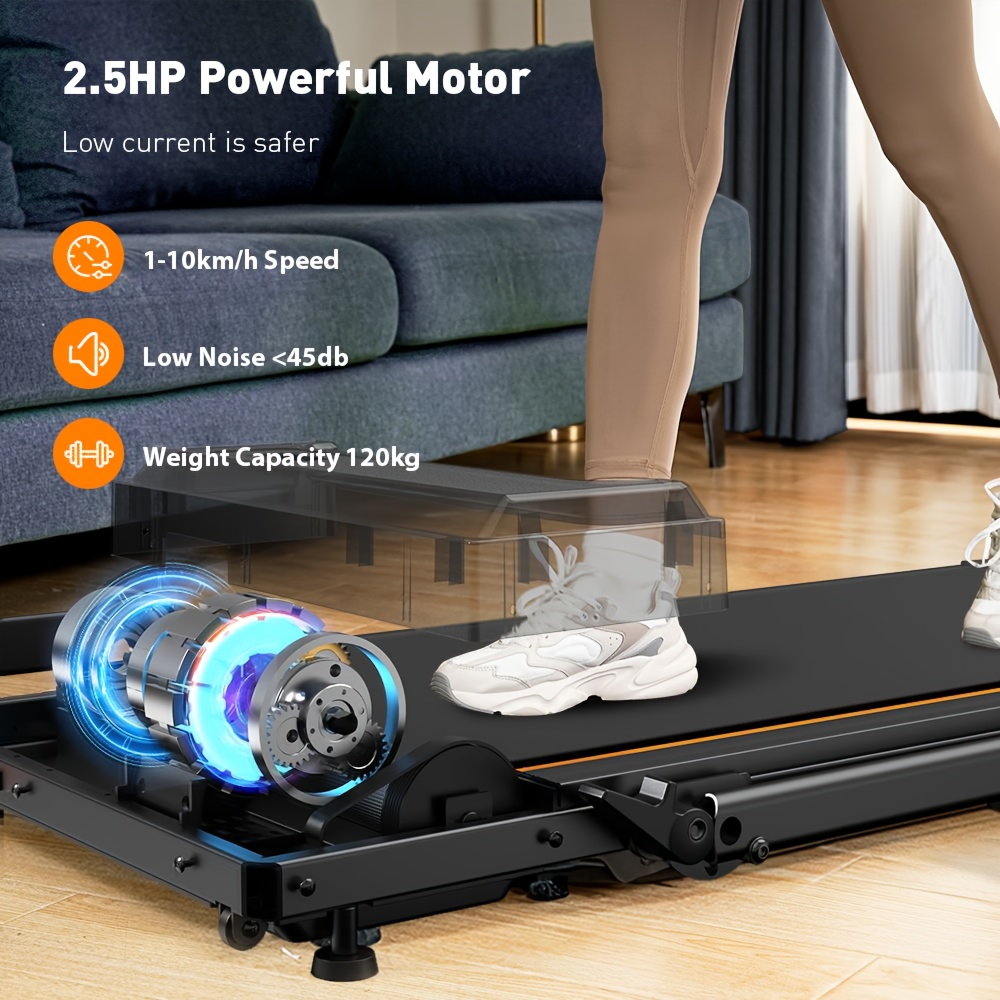 Electric Treadmill-15°, Portable Walking Treadmill Placed Under The Table, Ultra-thin Machine, LCD Display, Suitable For Home Office Fitness, No Installation Required