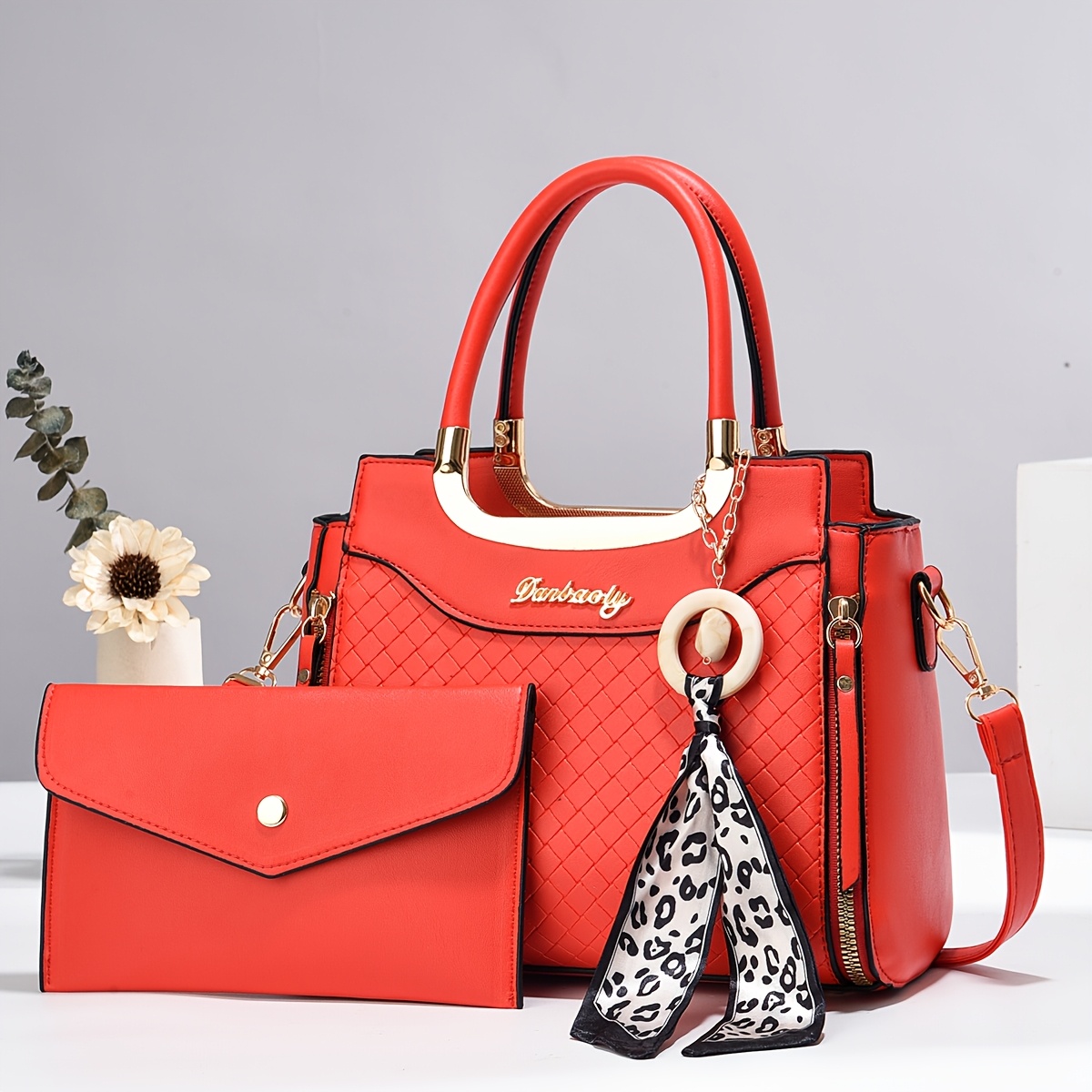 Sac Bandoulière Femme Nicole & Doris – Trapèze En Cuir PU, Vin Rouge, Multi-Poches, Élégant
