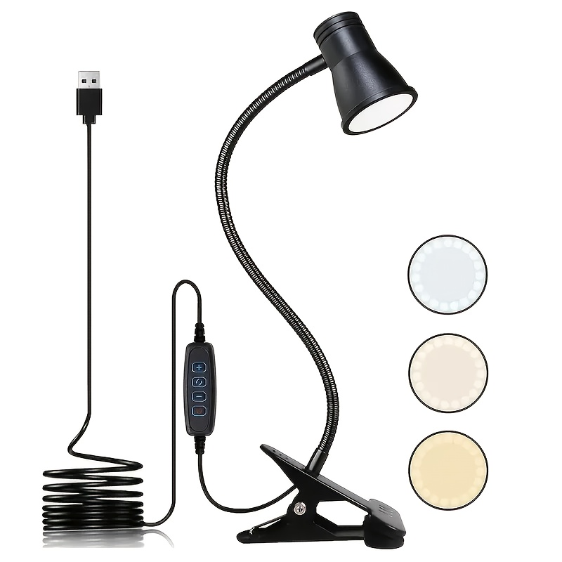 TEMU Flexible 360° Goose Neck Clip Lamp Illuminates Your Desk Or Headboard - Office, Study, Desk Lamp, Backlight, Lamp For Desk, Desk Accessories