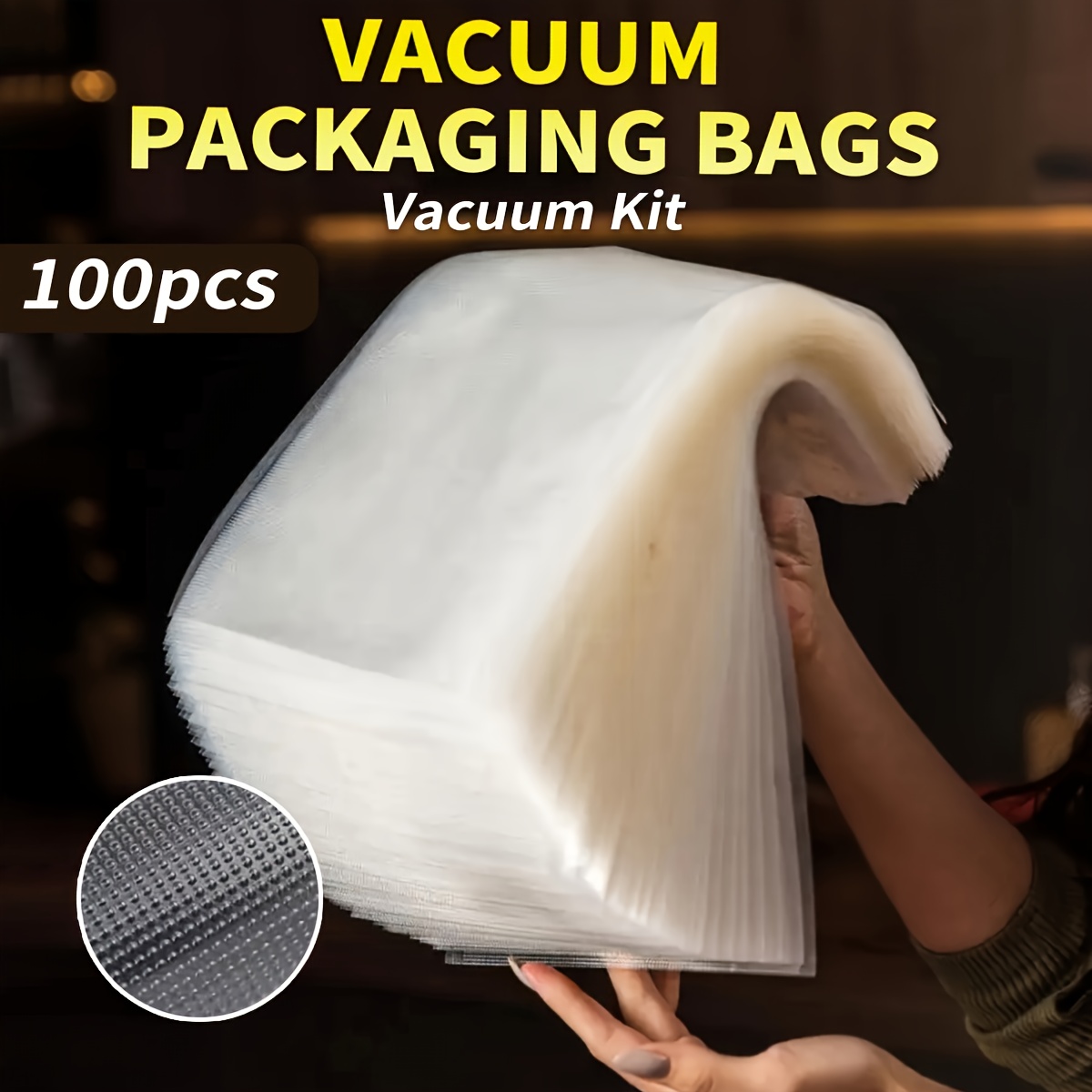 

100pcs Vacuum Sealed Food Saving Bags, And Leak Proof Kitchen Storage, Bpa Free, Fruits, Vegetables, And Meats - Space Saving Kitchen Storage Accessories