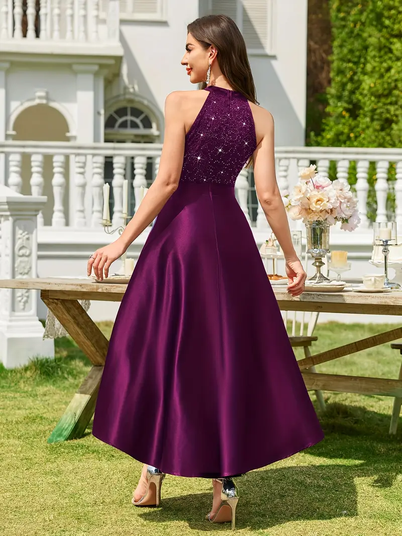 Halter Gown Front Short Back Long Amoris T713 Halter Neck, High Slit Gown With Open Back Halter Gown Front Short Back Long Amoris T713 Halter Neck, High Slit Gown With Open Back