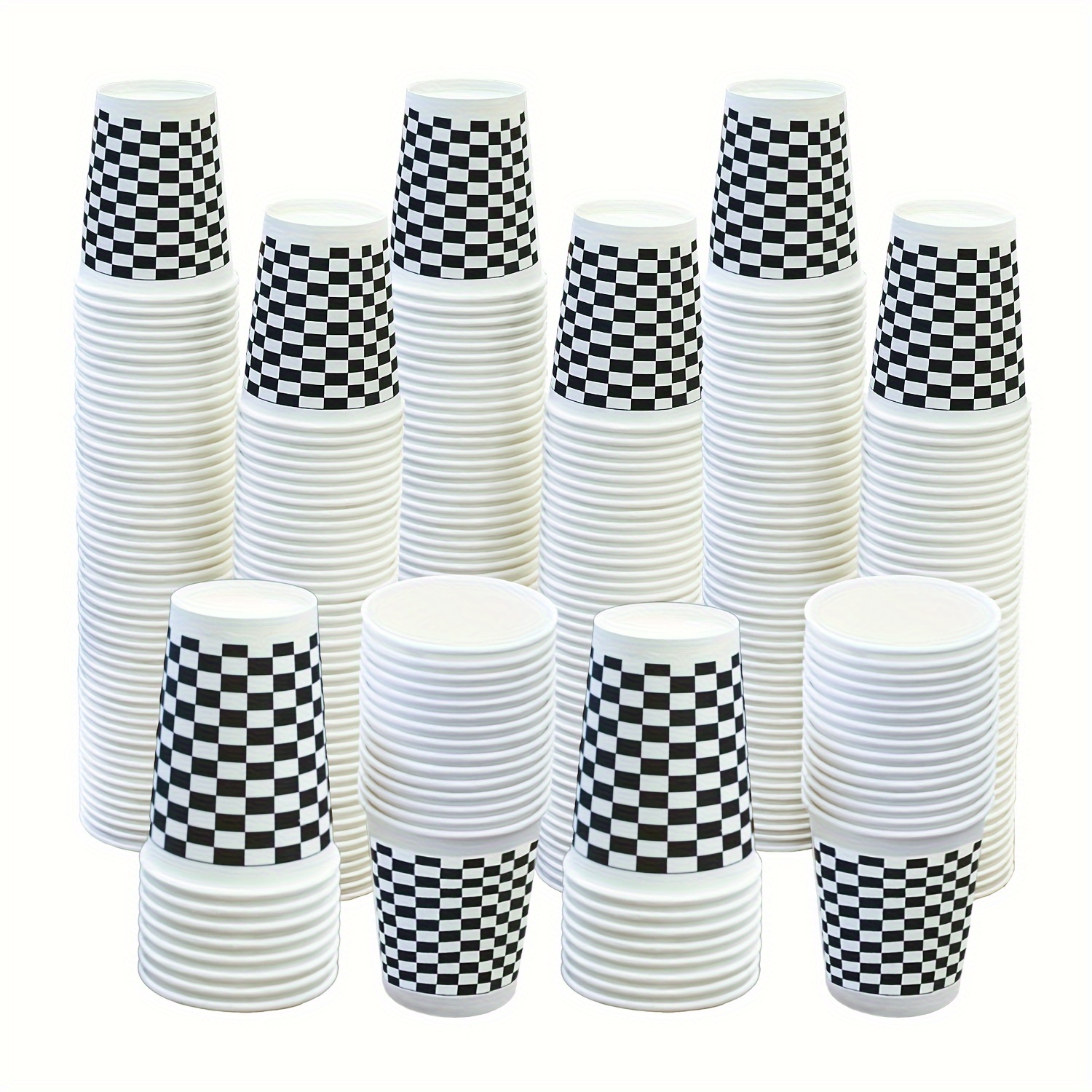 

20/40pcs Buffalo Plaids Paper Cups, Checkered Racing Disposable Cups, Black White Party Decorative Cups For Holiday And Birthday, 8oz