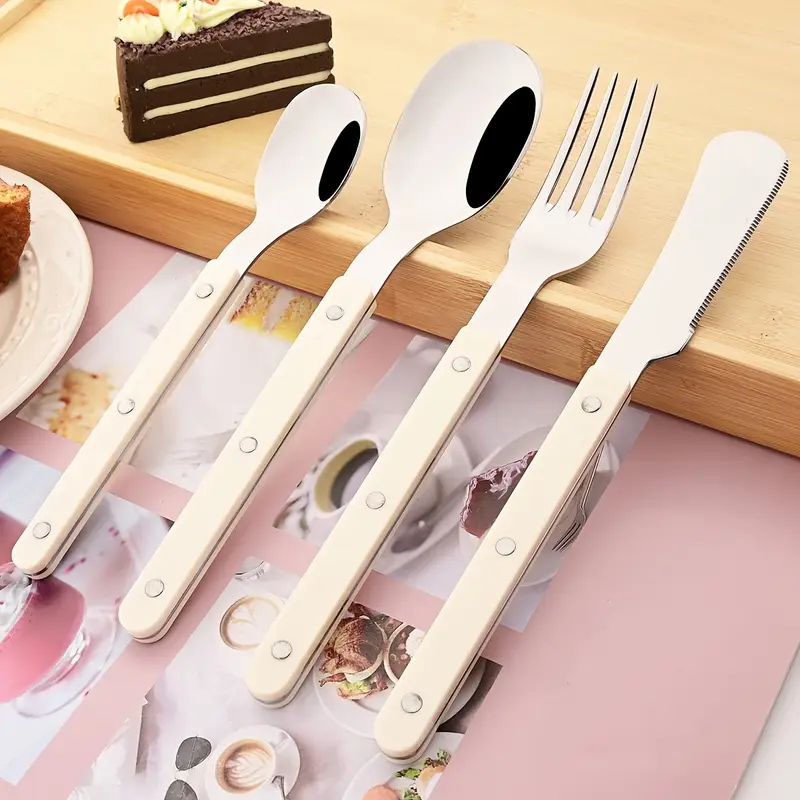 4 16 24pcs acrylic handle tableware set stainless steel tableware dinner knife coffee spoon tableware set suitable for parties weddings festivals restaurants hotels gifts Product details 8