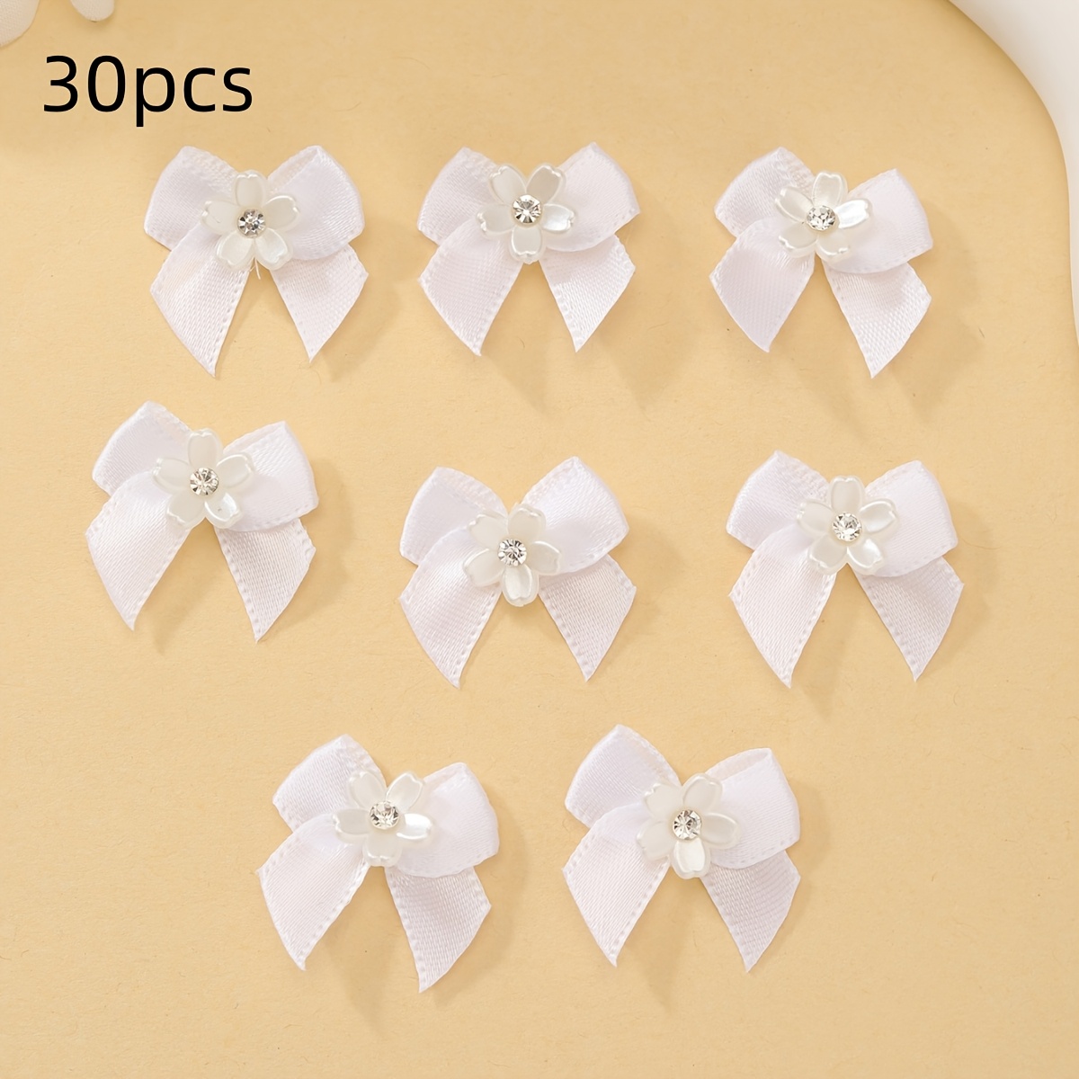 TEMU Confezione da 30 mini fiocchi in raso con strass, design per lavoretti creativi