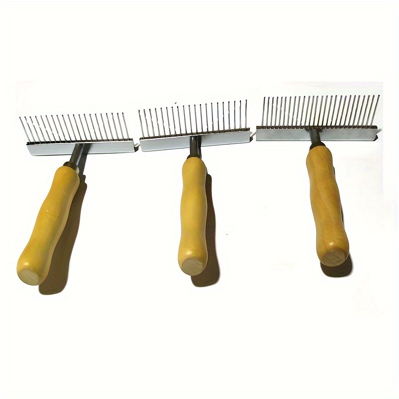 Dog Hair Comb Grooming Rake Wooden Handle Stainless Steel Temu